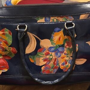 Elegant Floral Navy Shoulder Bag